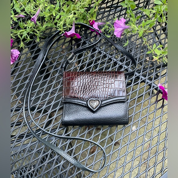Cute Brighton Black & Brown Silver Heart & Hardware Removable Strap Wallet Bag! - Picture 16 of 16